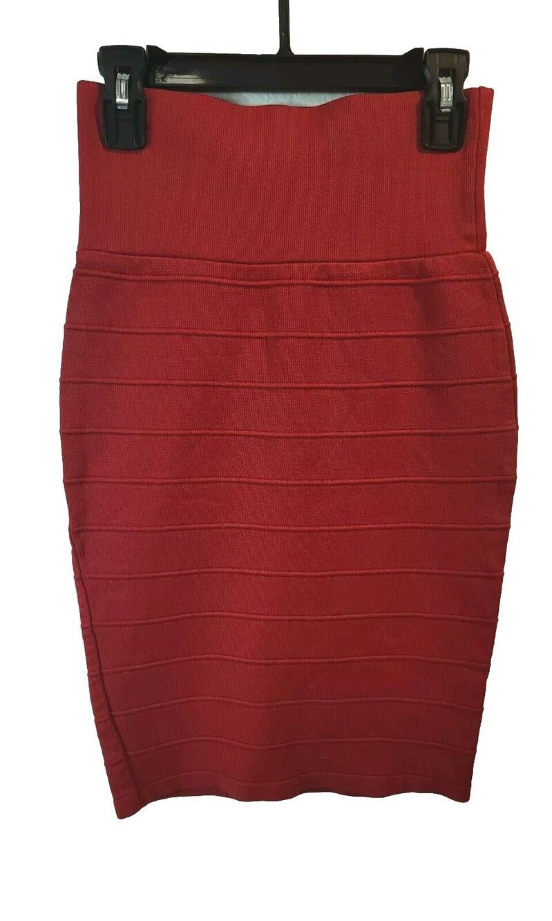 Americana Knit Womens Skirt Size S Red Stretch Pull On Bodycon High Waist stresh